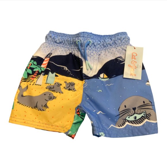 NWT Cat And Jack Boys Swim Trunks Size 18m - Picture 1 of 9